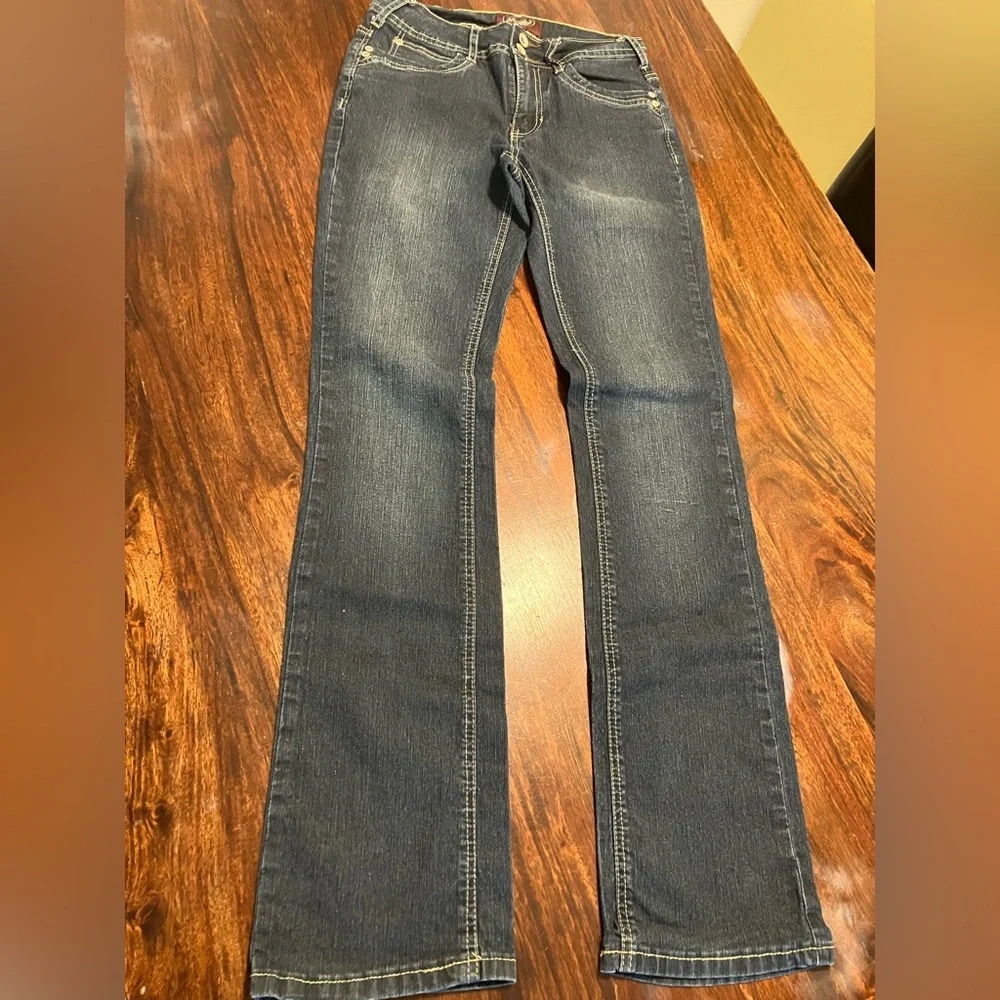 VTG Angels Dark Wash Denim Jeans Size 4 - Picture 1 of 8